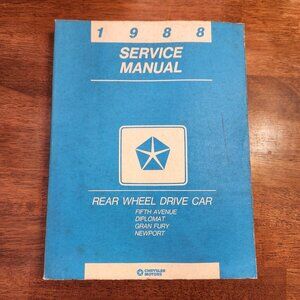 Chrysler Service Manual 1988 Rear Wheel Drive Car Diplomat Gran Fury Newport